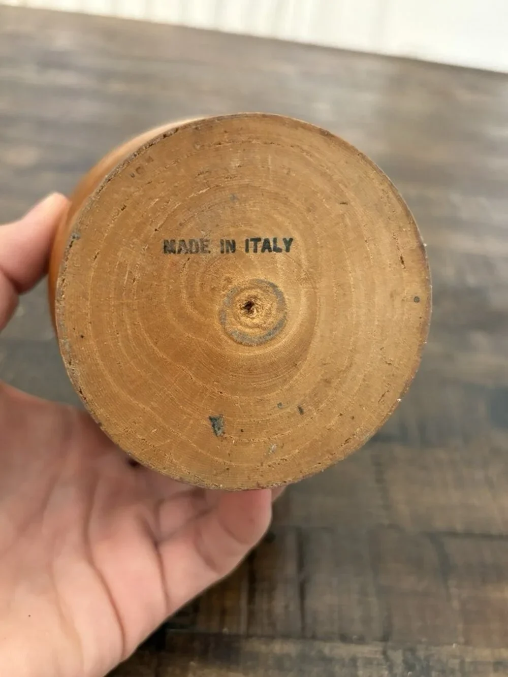 Vintage Italy Turned Wood Pestle & Mortar Set
